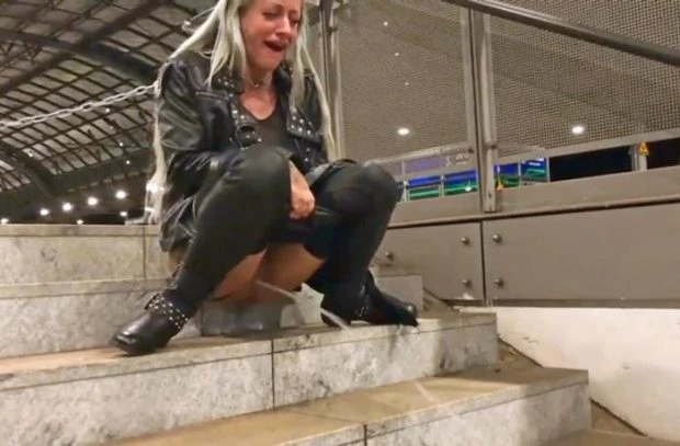 Pissinferno At The Train Station with Fitxxxsandy HD [High Heels, Interracial] (2023 | MPEG-4)